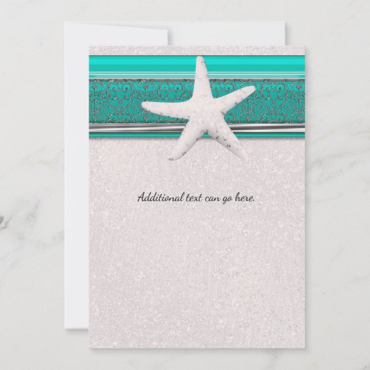 Turquoise & Witte Zeester Strand Sweet 16 Uitnodig Kaart (Achterkant)