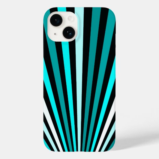 Turquoise witte zwarte strepen Case-Mate iPhone case (Achterkant)
