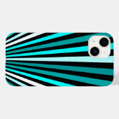 Turquoise witte zwarte strepen Case-Mate iPhone case (Achterkant (horizontaal))