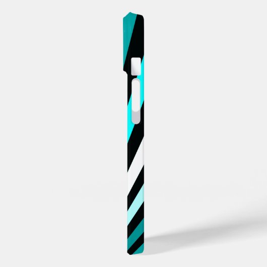 Turquoise witte zwarte strepen Case-Mate iPhone case (Achterkant / Links)