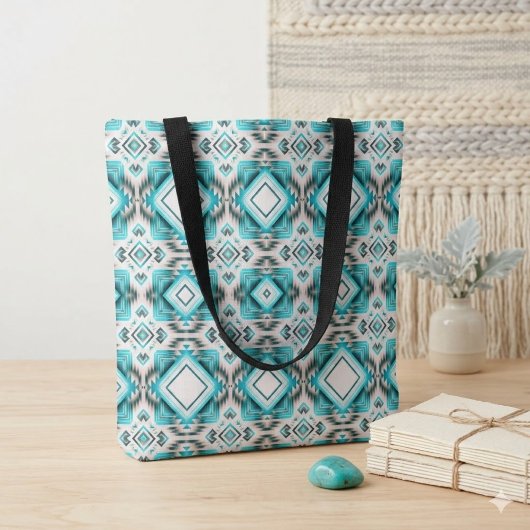 Turquoise woestijnkruispunt tote bag
