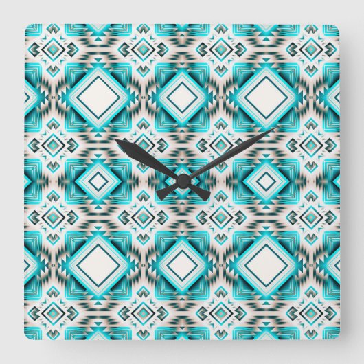 turquoise woestijnkruispunt vierkante klok (Voorkant)
