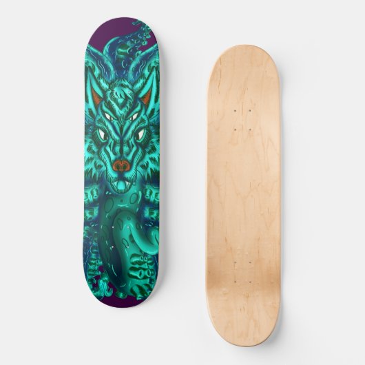 Turquoise Wolf Tulu Persoonlijk Skateboard (Voorkant)