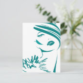 Turquoise  Woman Face Briefkaart (Staand voorkant)