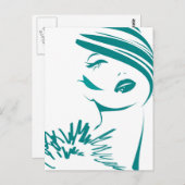Turquoise  Woman Face Briefkaart (Voorkant / Achterkant)