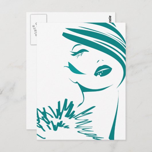 Turquoise  Woman Face Briefkaart (Voorkant / Achterkant)