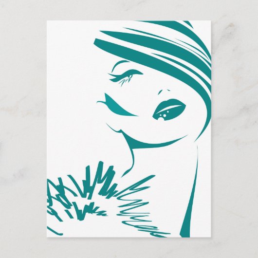 Turquoise  Woman Face Briefkaart (Voorkant)