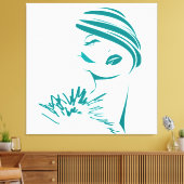 Turquoise  Woman Face Canvas Afdruk (Insitu (Woonkamer))
