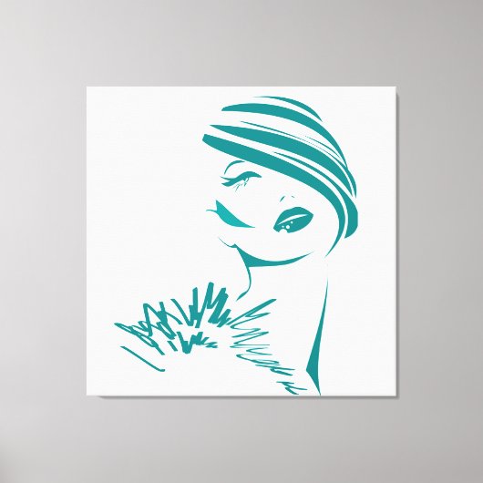 Turquoise  Woman Face Canvas Afdruk (Voorkant)