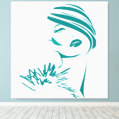 Turquoise  Woman Face Canvas Afdruk (Insitu (Houten vloer))