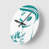 Turquoise  Woman Face Ronde Klok (Hoek)