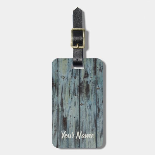 Turquoise Wood Design  Shabby Chic gift Bagagelabel (Voorkant verticaal)