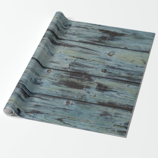 Turquoise Wood Design  Shabby Chic gift Cadeaupapier (Uitgerold)