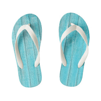 Turquoise Wood Texture Kinder Teenslippers