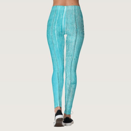 Turquoise Wood Texture Leggings (Achterkant)
