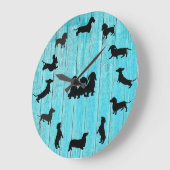 Turquoise Wooden Dachshund Silhouette Wall klok (Hoek)