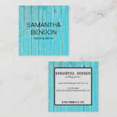 Turquoise Wooden Wedding Planner Vierkante Visitekaartje (Voorkant / Achterkant)