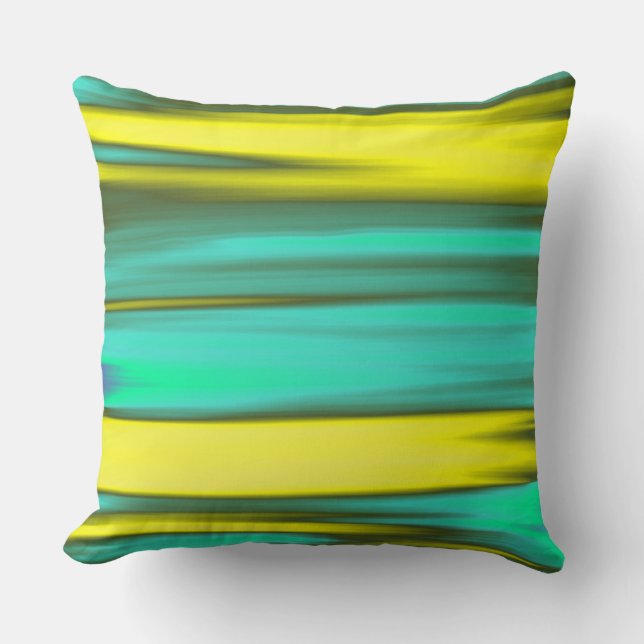 Turquoise Yellow Abstract schilderen Kussen (Voorkant)