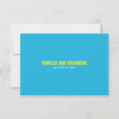 Turquoise Yellow Block Bat Mitzvah Reply RSVP Kaartje (Achterkant)