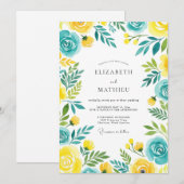 Turquoise Yellow Breezy Summer Wedding Kaart (Voorkant / Achterkant)