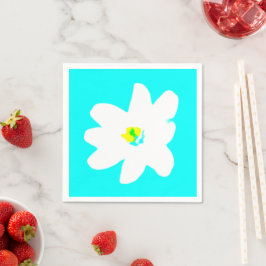 Turquoise Yellow Daisy White Flower Bloemen Servetten