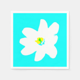 Turquoise Yellow Daisy White Flower Bloemen Servetten