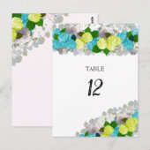 Turquoise Yellow Floral Table Seating Number Kaart (Voorkant / Achterkant)