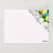 Turquoise Yellow Floral Table Seating Number Kaart (Achterkant)