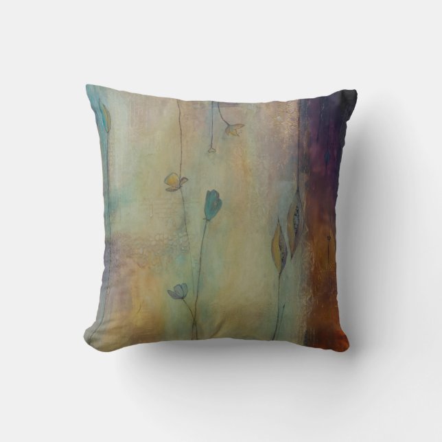 Turquoise & Yellow Flower Pillow Kussen (Voorkant)