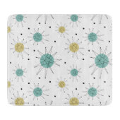 Turquoise Yellow Franciscan Starburst midden eeuw Snijplank (Voorkant)