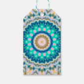 Turquoise yellow mandala cadeaulabel (Voorkant)