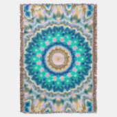 Turquoise yellow mandala deken (Voorkant Verticaal)