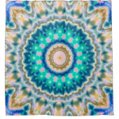 Turquoise yellow mandala douchegordijn (Voorkant)