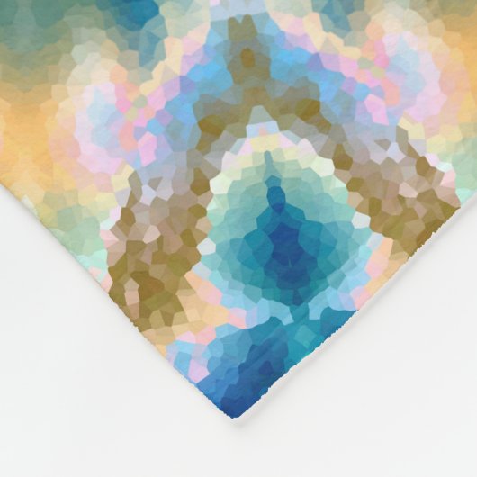 Turquoise yellow mandala fleece deken (Hoek)