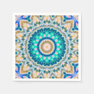 Turquoise yellow mandala servet