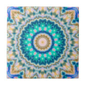 Turquoise yellow mandala tegeltje (Voorkant)