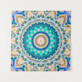 Turquoise yellow mandala wandkleed (Voorkant)