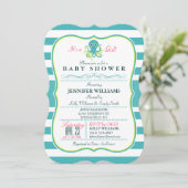 Turquoise & Yellow Octopus Baby shower Invitation Kaart (Staand voorkant)