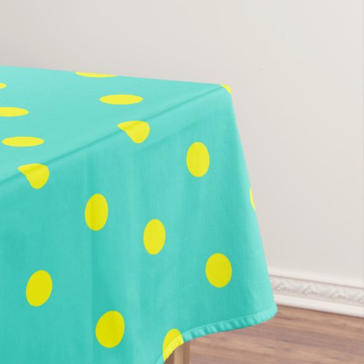 Turquoise Yellow Polka Dots Tafelkleed (Voorbeeld)