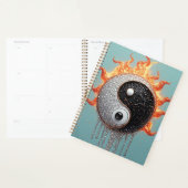 Turquoise Yin Yang Gouden Sierlijke Textuur Planner (Display)