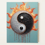Turquoise Yin Yang Gouden Sierlijke Textuur Planner (Achterkant)
