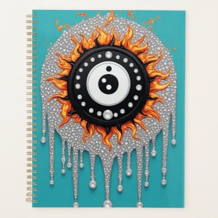 Turquoise Yin Yang Met Gouden Sierdetails Planner