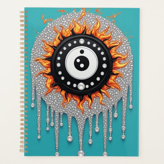 Turquoise Yin Yang Met Gouden Sierdetails Planner (Voorkant)