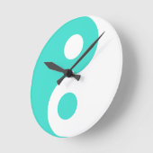 Turquoise Yin Yang Symbol Ronde Klok (Hoek)