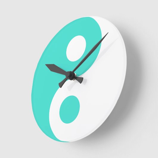Turquoise Yin Yang Symbol Ronde Klok (Hoek)