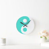 Turquoise Yin Yang Symbol Ronde Klok (Huis)