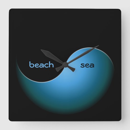 turquoise yin yang vierkante klok (Voorkant)