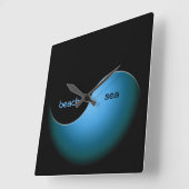 turquoise yin yang vierkante klok (Hoek)
