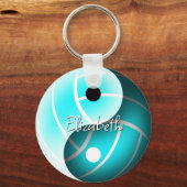 turquoise yin yang volleyball gepersonaliseerd sleutelhanger (Voorkant)