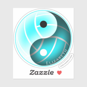 turquoise yin yang volleyball gepersonaliseerd sticker